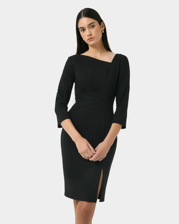 Forcast Amarie Asymmetric Dress Black Women Work Dresses