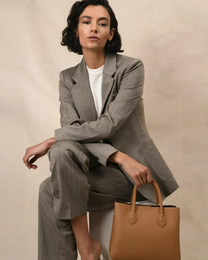 Forcast Amelia 2 Way Leather Bag Peach Brownblack Women Bags