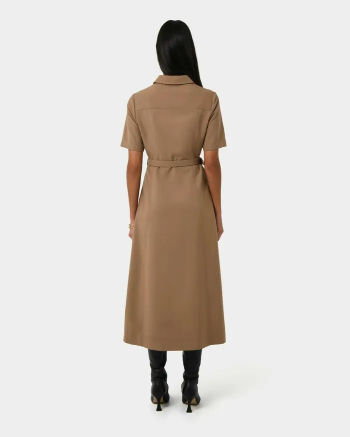 Forcast Amera Belted Utility Dress Wood Smokeblack Women Midi Dresses