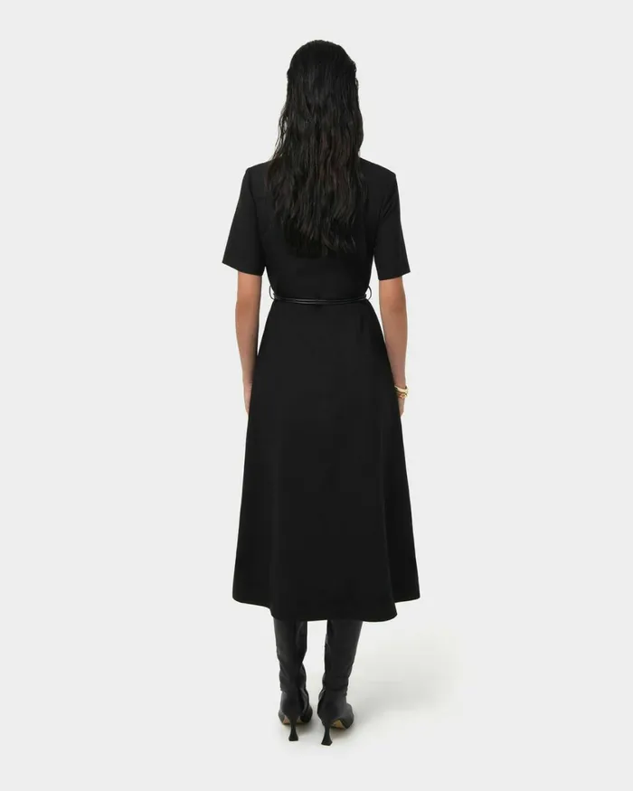 Forcast Amera Belted Utility Dress Wood Smokeblack Women Midi Dresses