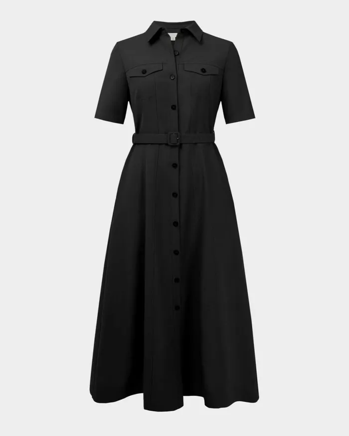 Forcast Amera Belted Utility Dress Wood Smokeblack Women Midi Dresses