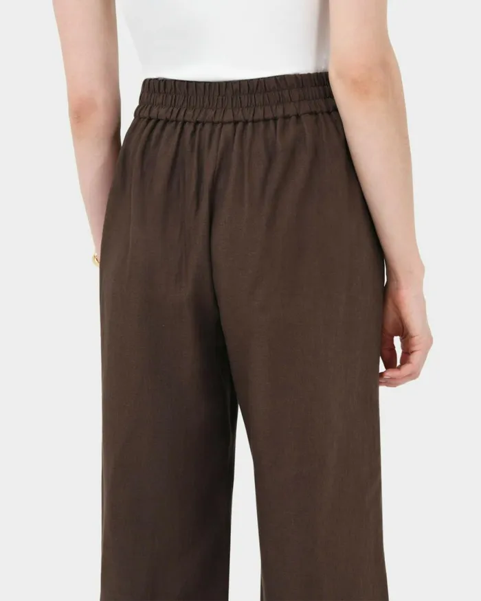 Forcast Ami Wide Leg Linen Pants Brownblack Women HighWaisted Pants