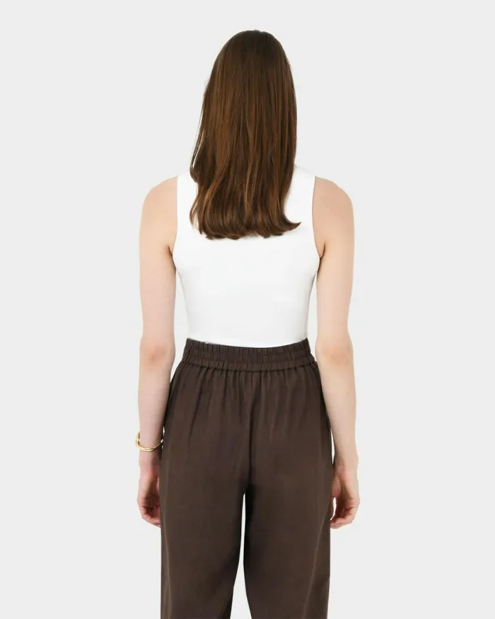 Forcast Ami Wide Leg Linen Pants Brownblack Women HighWaisted Pants