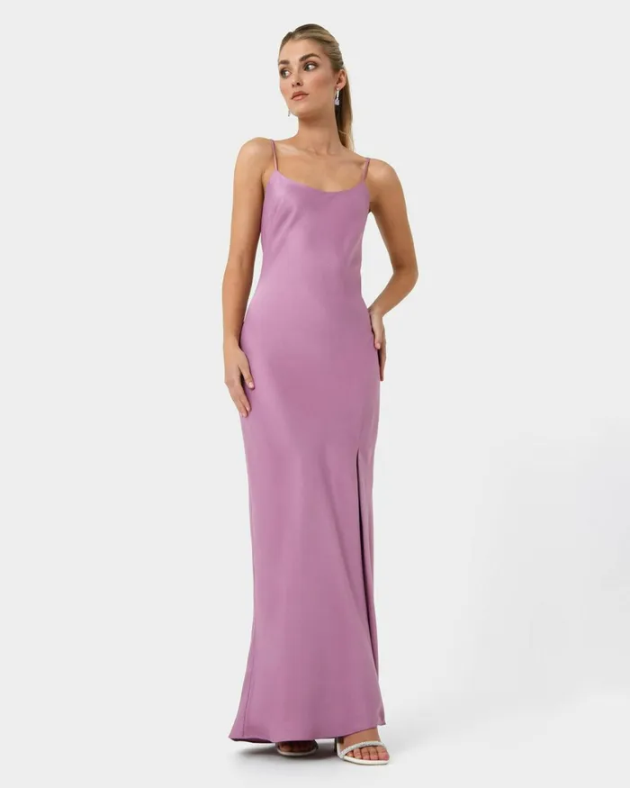 Forcast Anaise Backless Maxi Dress Rose Purple Women Maxi Dresses