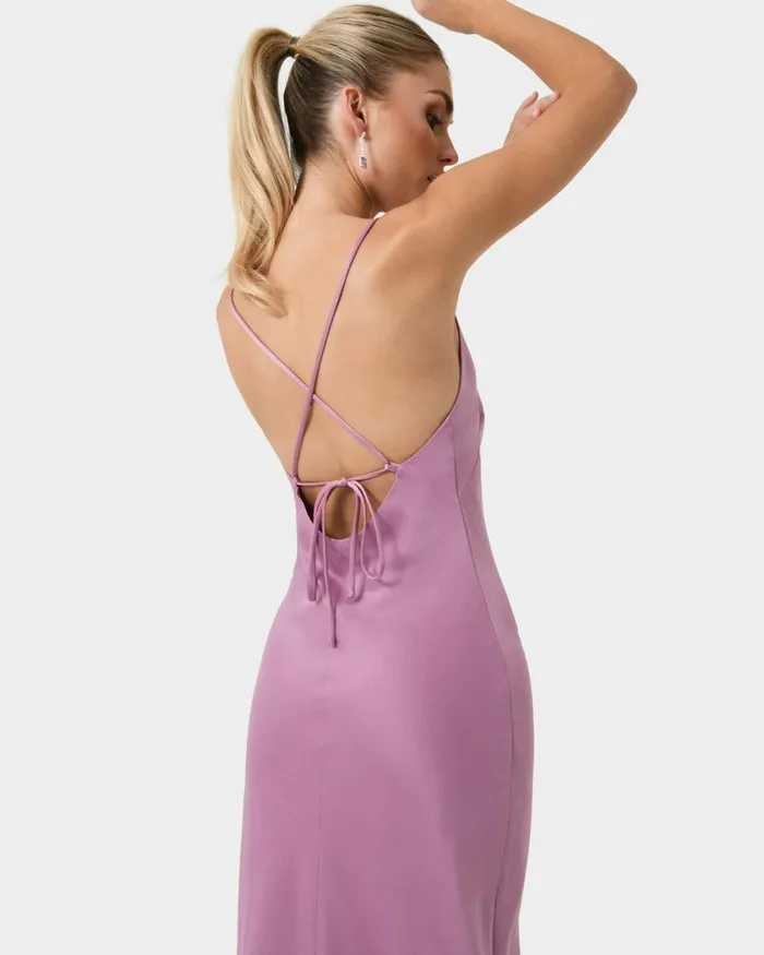 Forcast Anaise Backless Maxi Dress Rose Purple Women Maxi Dresses