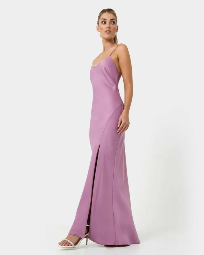 Forcast Anaise Backless Maxi Dress Rose Purple Women Maxi Dresses