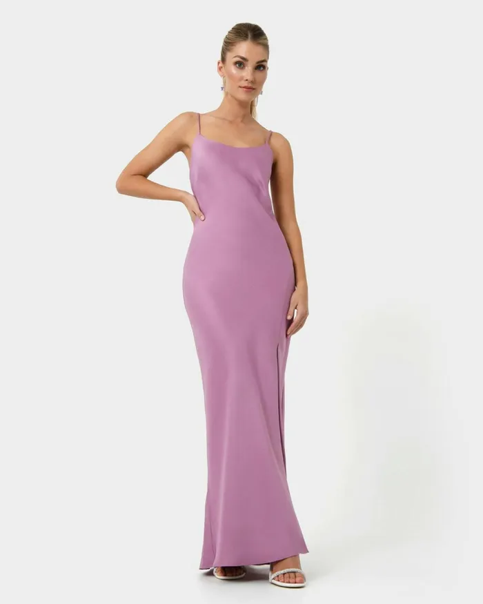 Forcast Anaise Backless Maxi Dress Rose Purple Women Maxi Dresses