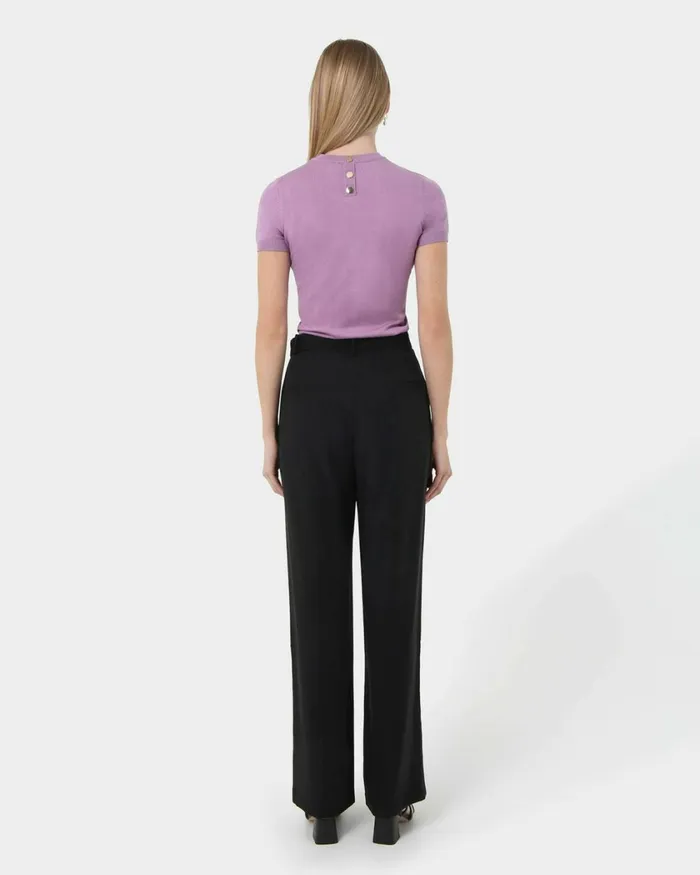 Forcast Anali Belted Wide Leg Trousers Black Women HighWaisted Pants