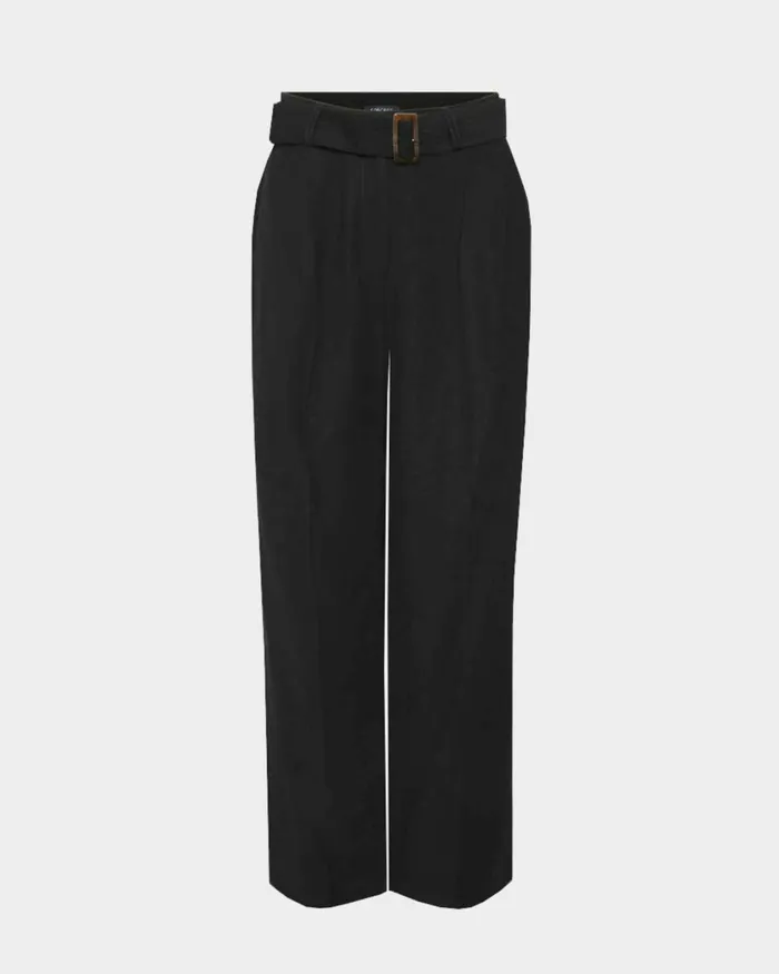 Forcast Anali Belted Wide Leg Trousers Black Women HighWaisted Pants