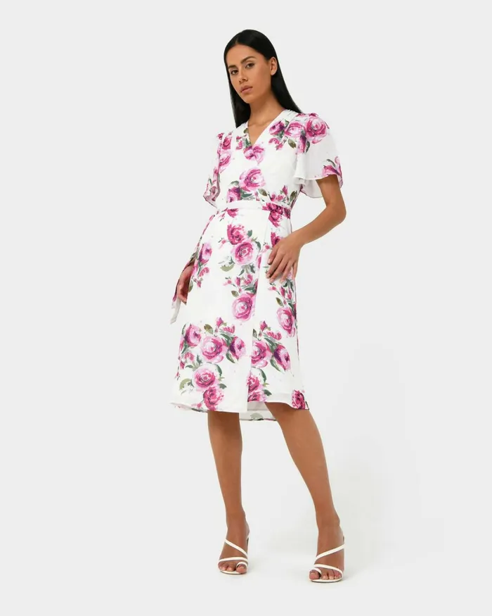 Forcast Andrea Floral Wrap Dress Multi Women Midi Dresses