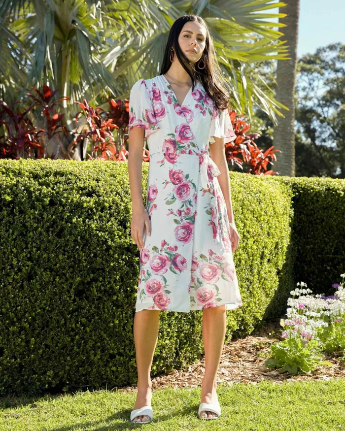 Forcast Andrea Floral Wrap Dress Multi Women Midi Dresses
