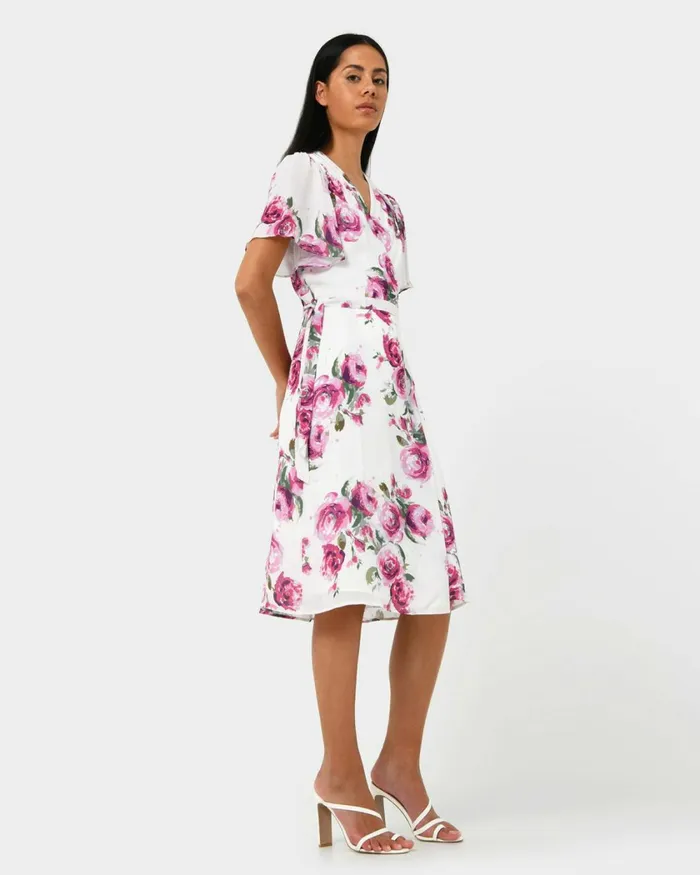 Forcast Andrea Floral Wrap Dress Multi Women Midi Dresses