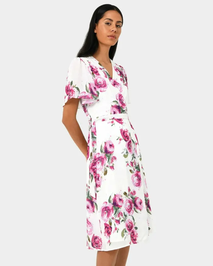 Forcast Andrea Floral Wrap Dress Multi Women Midi Dresses