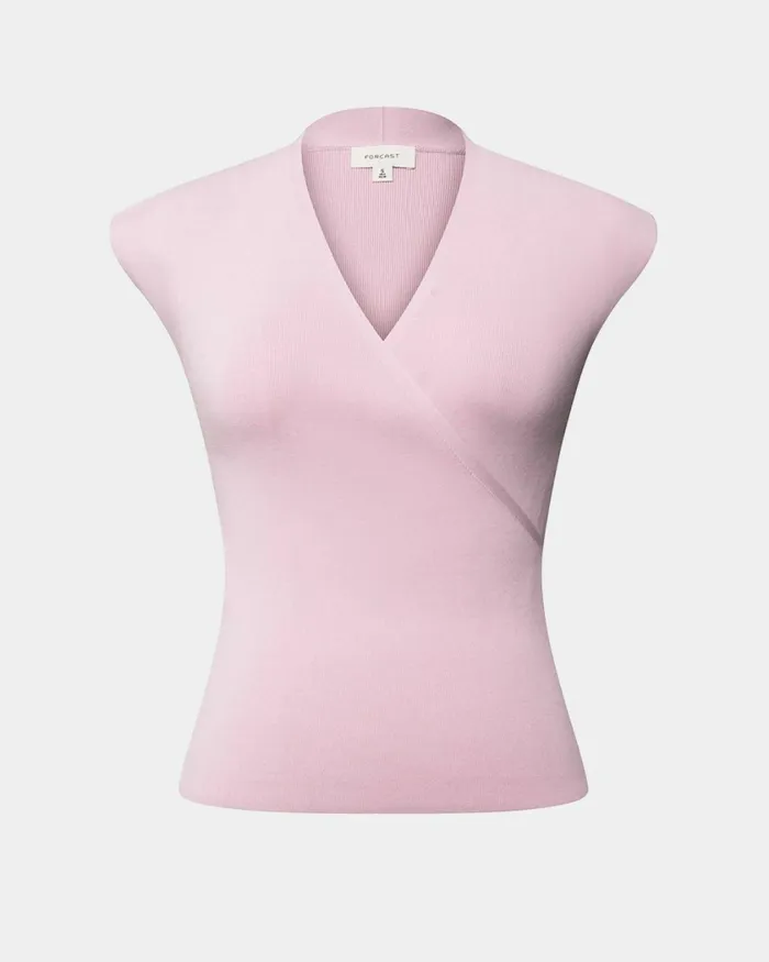 Forcast Ani Wrap Knit Top Pinkblack Women TShirts and Tops