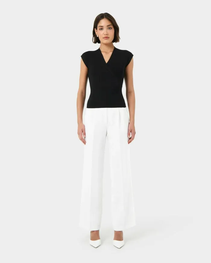 Forcast Ani Wrap Knit Top Pinkblack Women TShirts and Tops