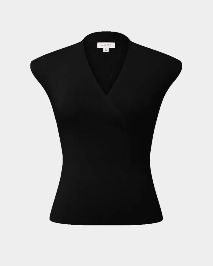 Forcast Ani Wrap Knit Top Pinkblack Women TShirts and Tops