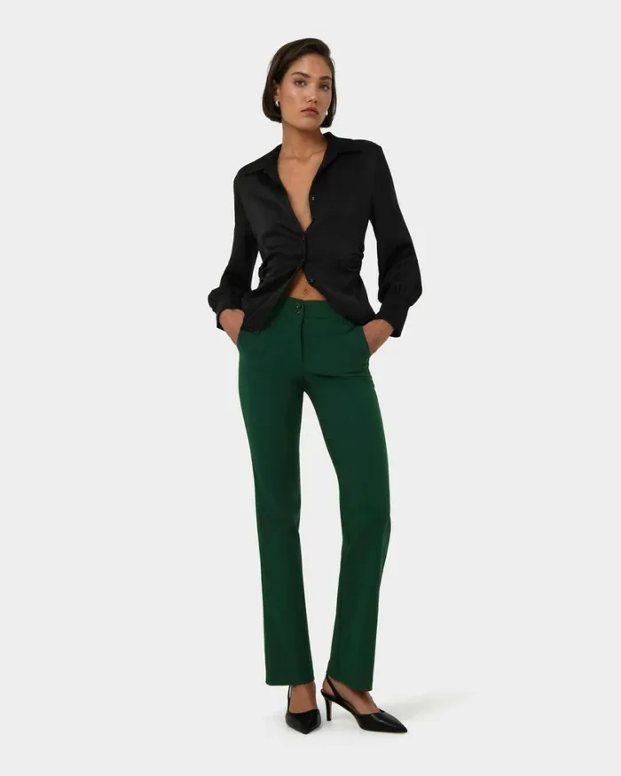 Forcast Annalee Classic Pants Maroongreennavygreyblack Women HighWaisted Pants
