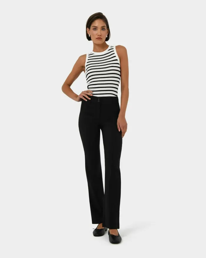 Forcast Annalee Classic Pants Maroongreennavygreyblack Women HighWaisted Pants