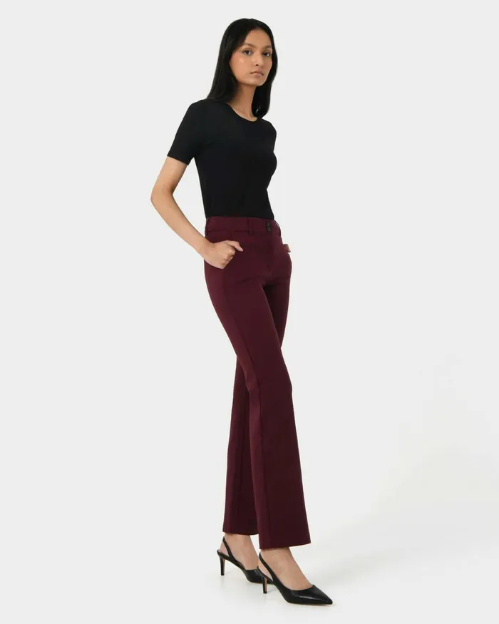 Forcast Annalee Classic Pants Maroongreennavygreyblack Women HighWaisted Pants