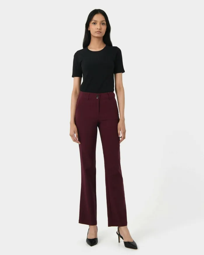 Forcast Annalee Classic Pants Maroongreennavygreyblack Women HighWaisted Pants