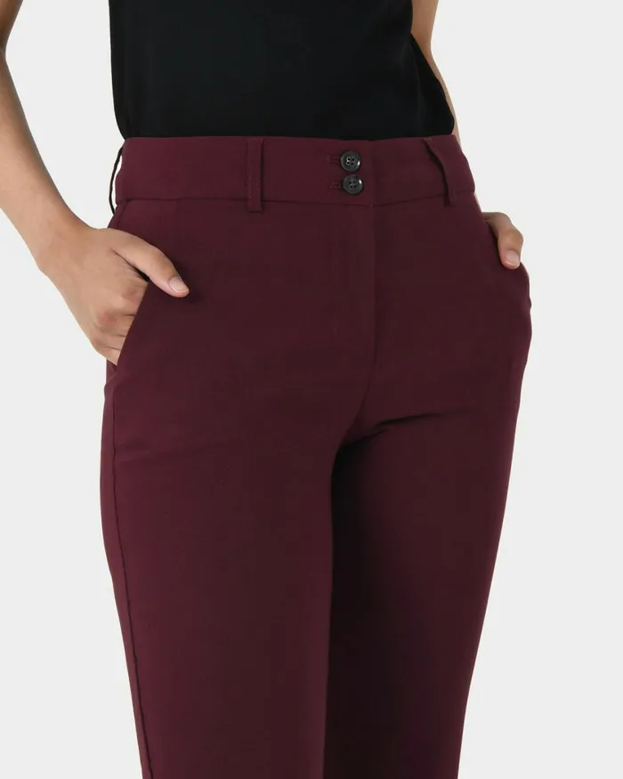 Forcast Annalee Classic Pants Maroongreennavygreyblack Women HighWaisted Pants