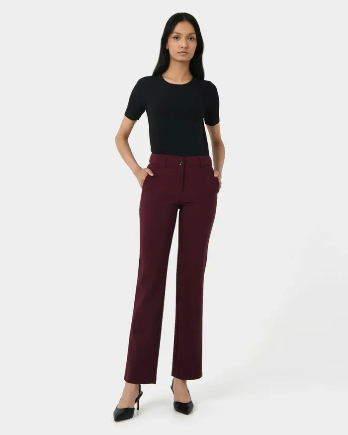 Forcast Annalee Classic Pants Maroongreennavygreyblack Women WideLeg Pants