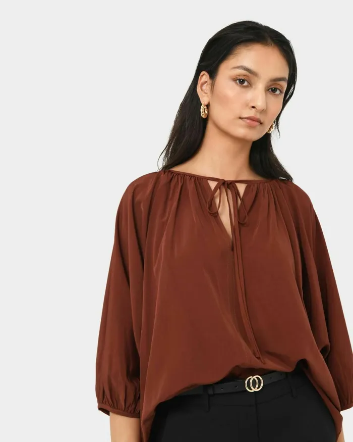 Forcast Annalia Dolman Sleeve Top Blackrooibos Tea Women Long Sleeve Tops