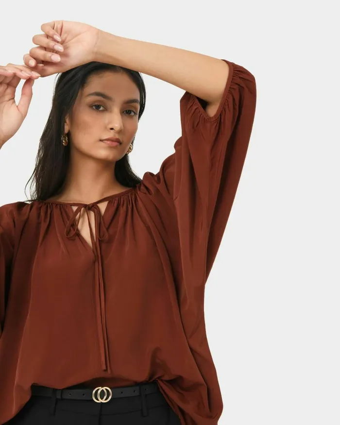 Forcast Annalia Dolman Sleeve Top Blackrooibos Tea Women Long Sleeve Tops