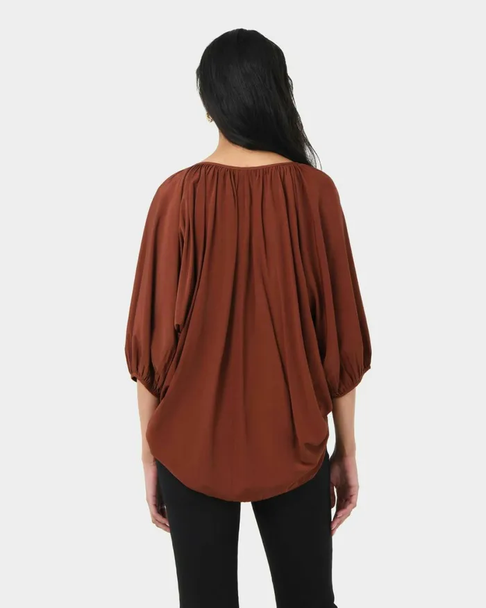 Forcast Annalia Dolman Sleeve Top Blackrooibos Tea Women Long Sleeve Tops