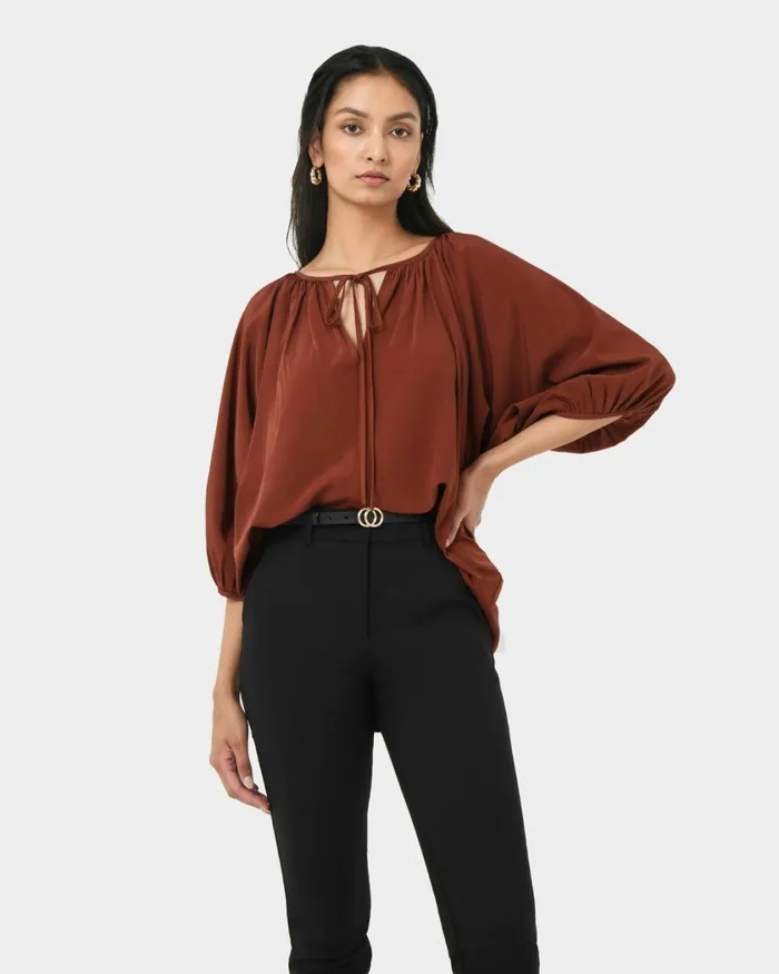 Forcast Annalia Dolman Sleeve Top Blackrooibos Tea Women Long Sleeve Tops