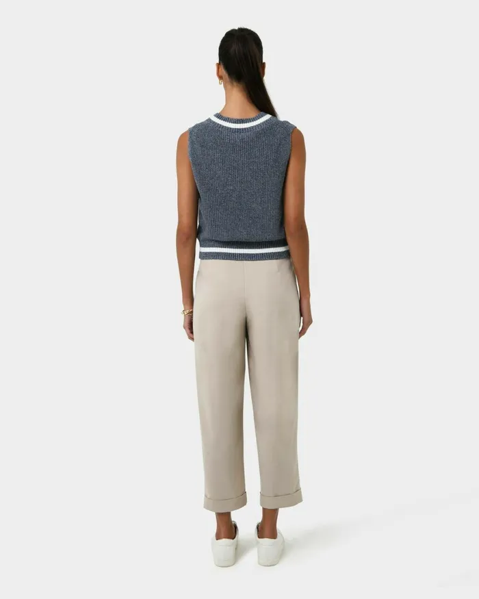Forcast Antonia Relaxed Cuff Pants Beigeblack Women Cropped Pants