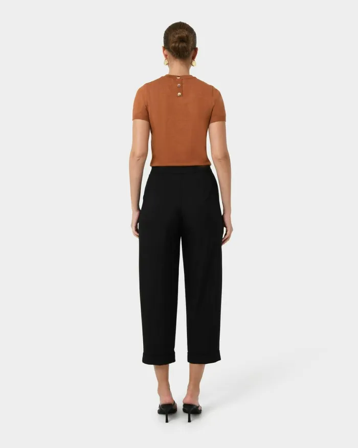 Forcast Antonia Relaxed Cuff Pants Beigeblack Women Cropped Pants