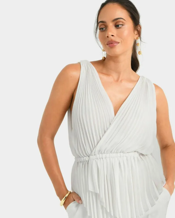 Forcast Arina Pleated Top Vanillablack Women TShirts and Tops