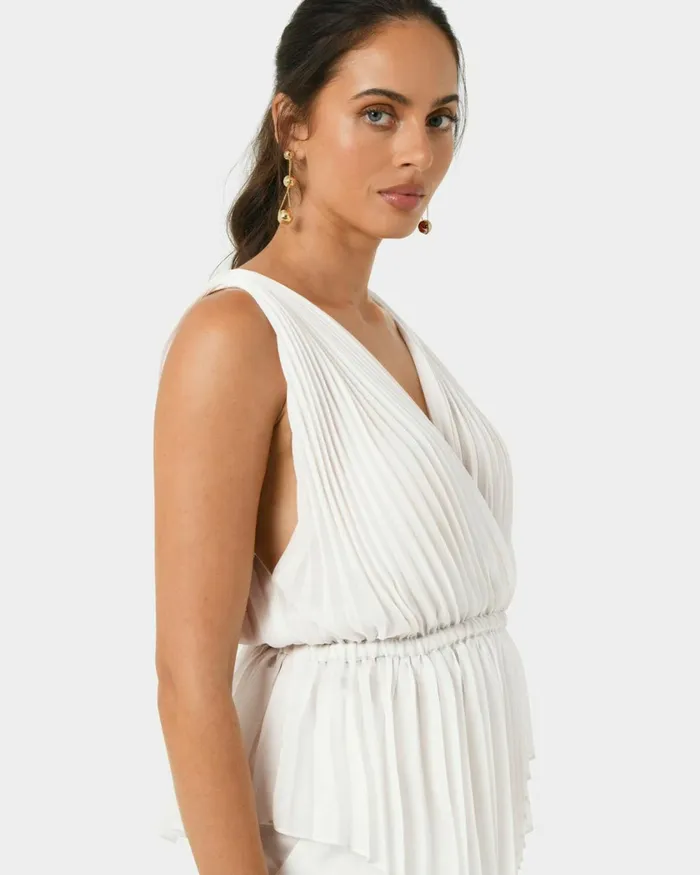 Forcast Arina Pleated Top Vanillablack Women TShirts and Tops