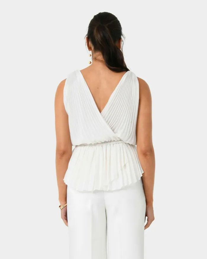 Forcast Arina Pleated Top Vanillablack Women TShirts and Tops