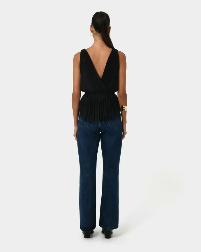 Forcast Arina Pleated Top Vanillablack Women TShirts and Tops