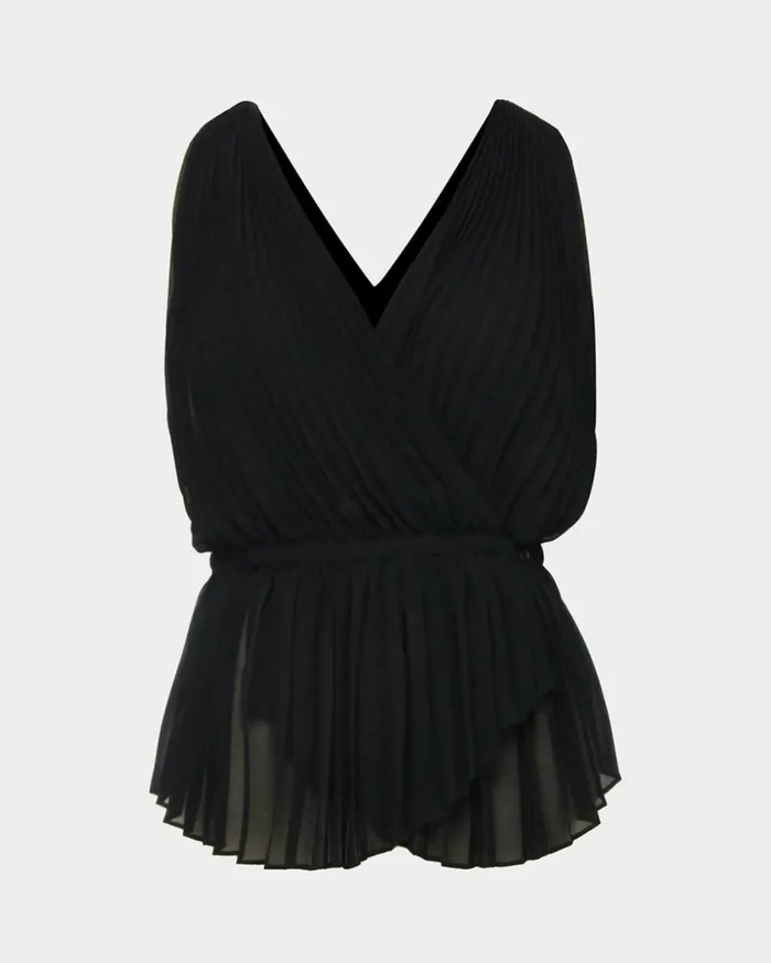 Forcast Arina Pleated Top Vanillablack Women TShirts and Tops