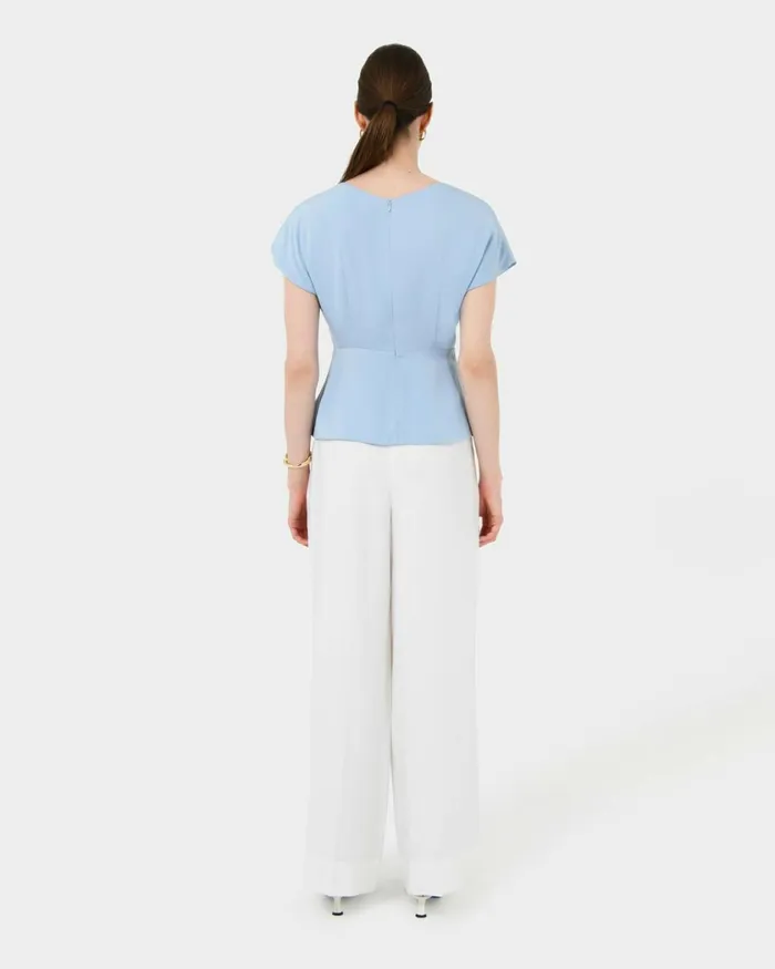 Forcast Athena Draped Top Sky Blueivoryblack Women TShirts and Tops