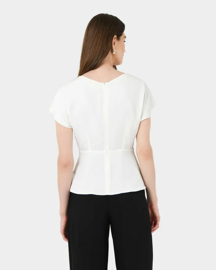 Forcast Athena Draped Top Sky Blueivoryblack Women TShirts and Tops