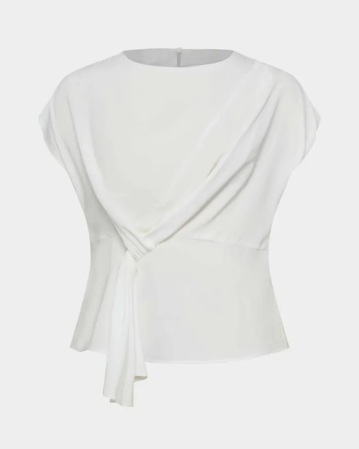 Forcast Athena Draped Top Sky Blueivoryblack Women TShirts and Tops