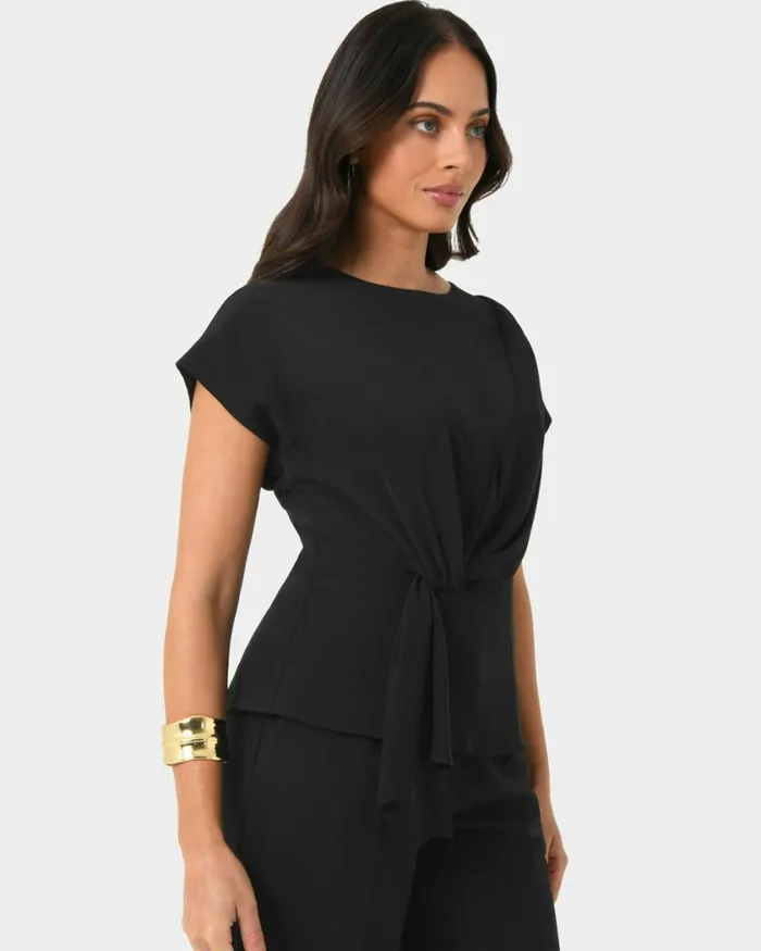 Forcast Athena Draped Top Sky Blueivoryblack Women TShirts and Tops