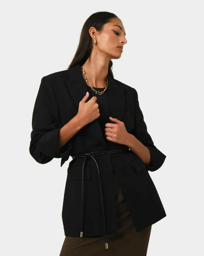 Forcast August Leather Rope Belt Black Women Belts