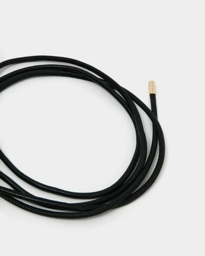 Forcast August Leather Rope Belt Black Women Belts