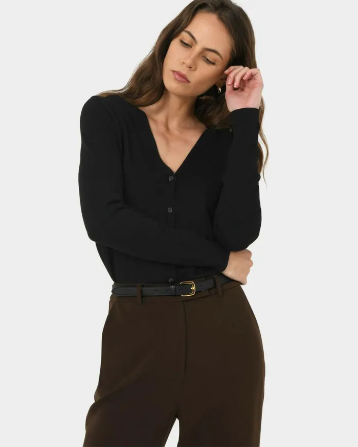 Forcast Augusta Leather Belt Black Women Belts