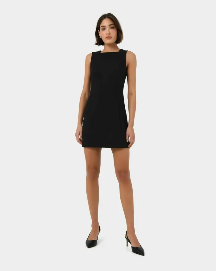 Forcast Ava Square Neck Panel Dress Ivoryblack Women Mini Dresses