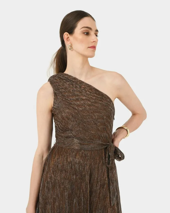 Forcast Avah One Shoulder Dress Black Women Maxi Dresses