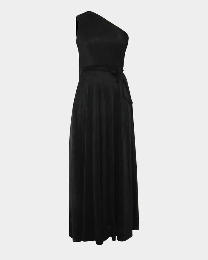 Forcast Avah One Shoulder Dress Black Women Maxi Dresses