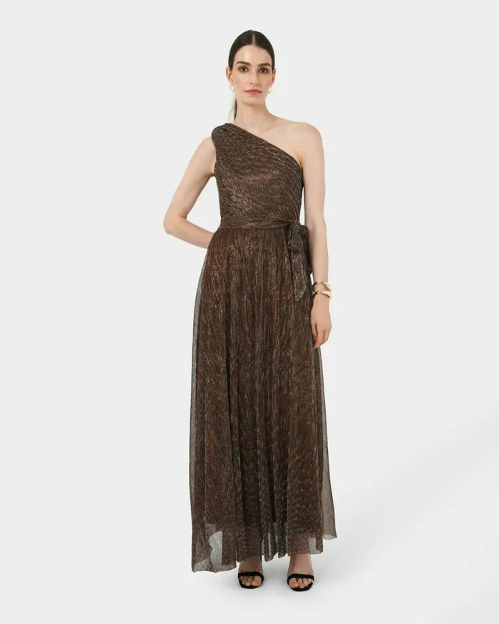 Forcast Avah One Shoulder Dress Black Women Maxi Dresses