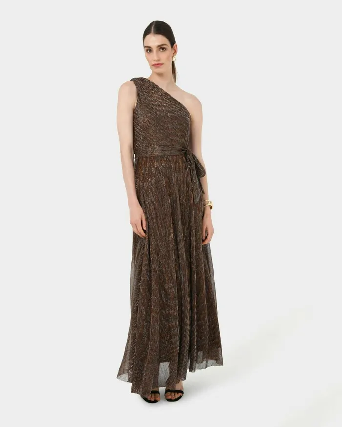 Forcast Avah One Shoulder Dress Black Women Maxi Dresses