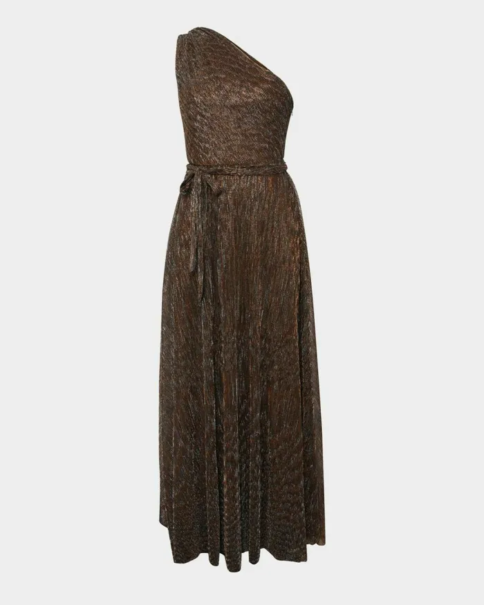 Forcast Avah One Shoulder Dress Black Women Maxi Dresses